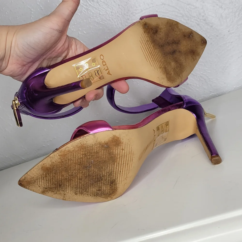 Aldo Heels Pink and Purple Ombre with Gold Point Toe Women's Size 6.5
